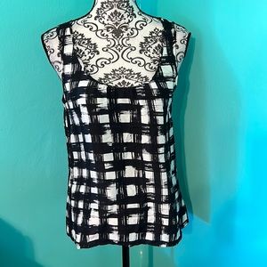 Theory Checkered Sleeveless Lightweight Tank Top Blouse